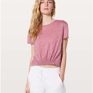 Lululemon Short Notice Tee Heathered Moss Rose